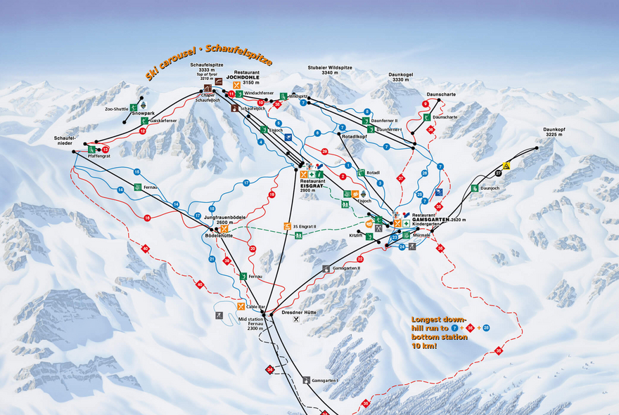 Stubaier Gletscher Pistenplan Winter 